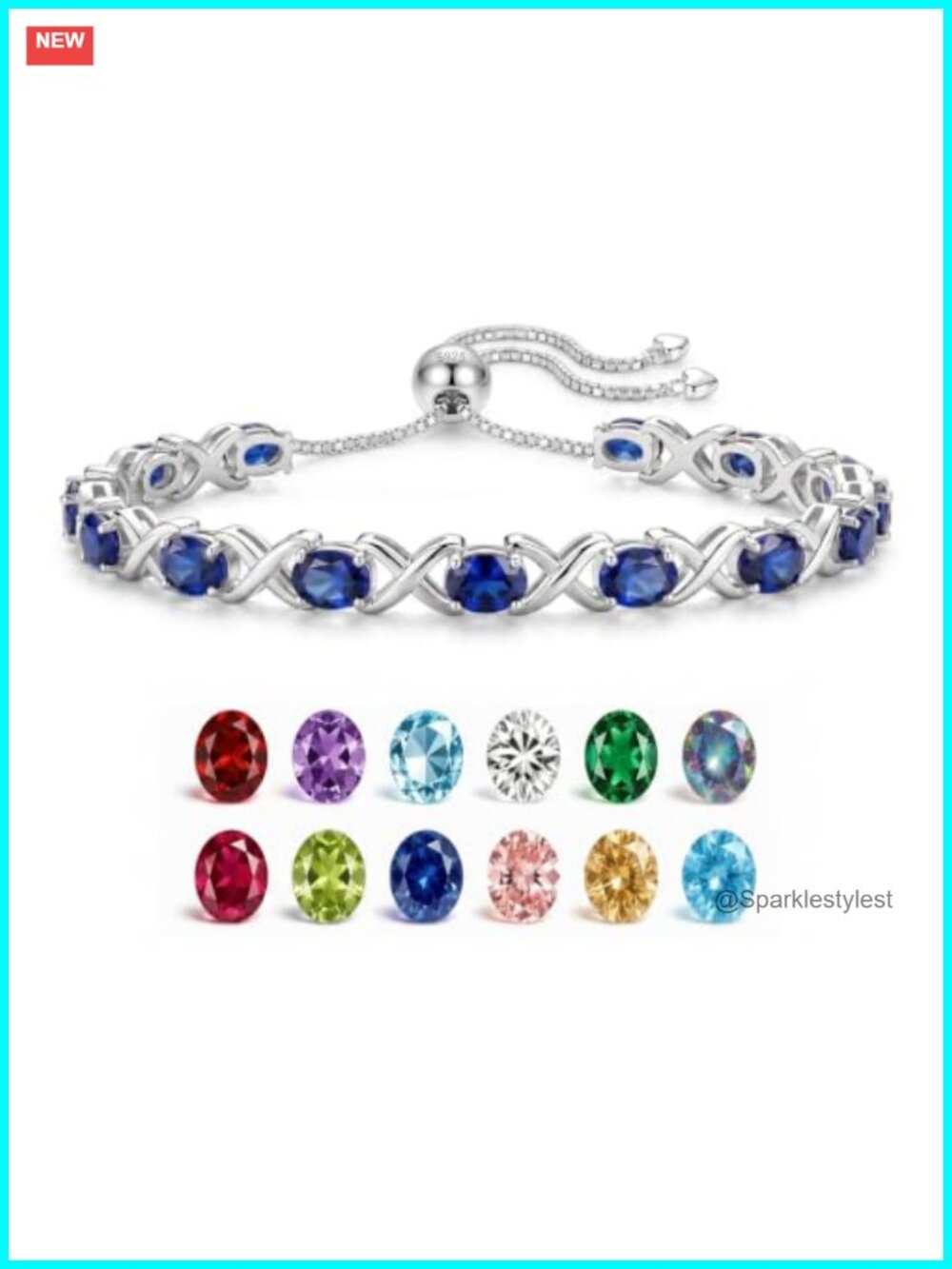 Sterling Silver Birthstone Tennis Bracelet Adjustable Gift for Women